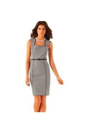 White House Black Market Black and White Checkered Sheath Dress
